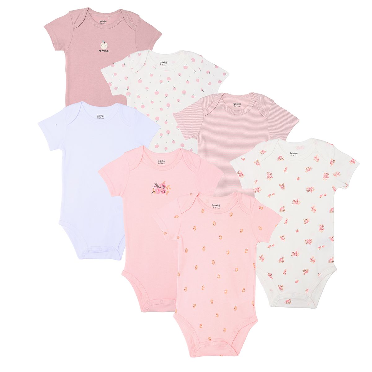 YAMP - Bodie para Bebé niña Pack de 7 de Algodón Yamp
