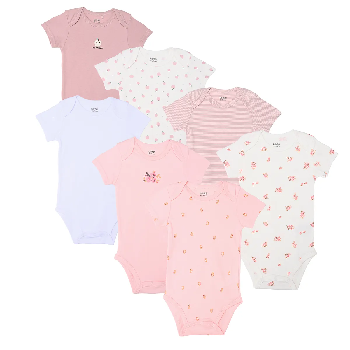 YAMP - Bodie para Bebé niña Pack de 7 de Algodón Yamp