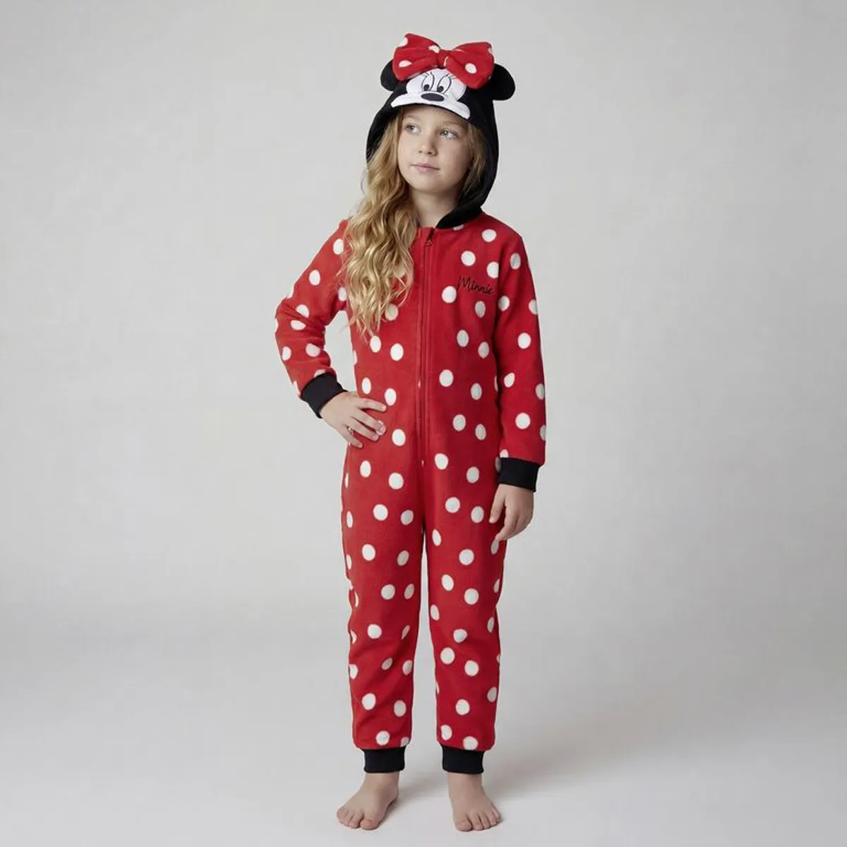 MINNIE - Pijama Con capucha para Niña con Puntos Manga larga Minnie