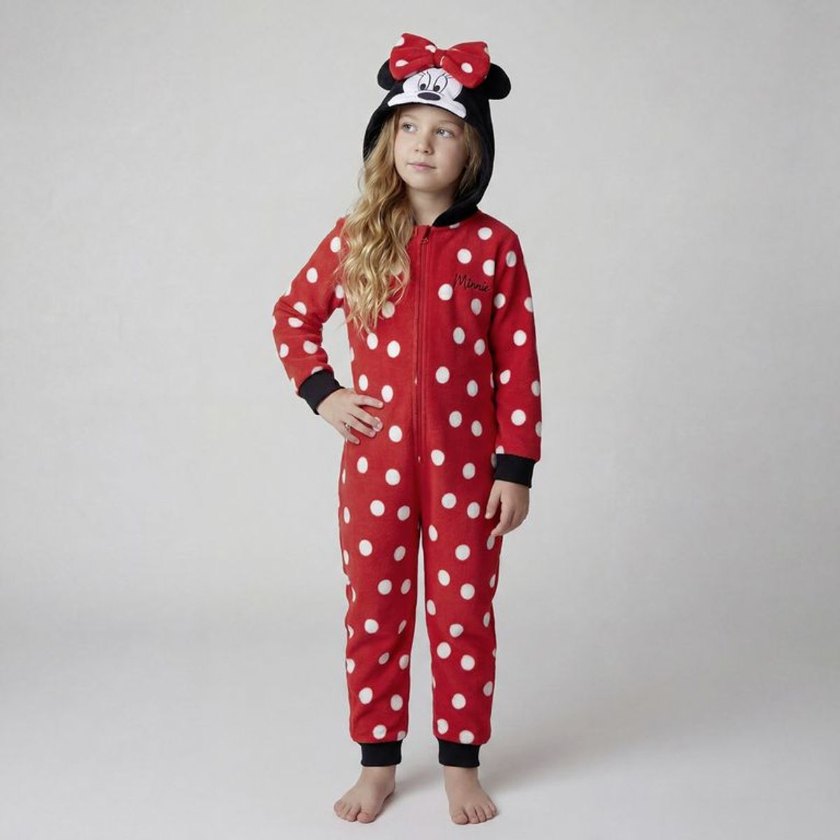 MINNIE - Pijama Con capucha para Niña con Puntos Manga larga Minnie