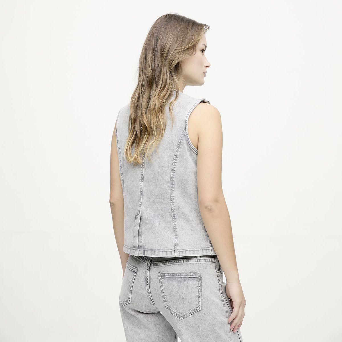 SYBILLA - Blusa Mujer Denim Sin mangas de Algodón Sybilla
