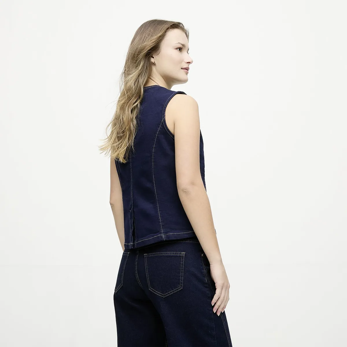 SYBILLA - Blusa Mujer Denim Sin mangas de Algodón Sybilla
