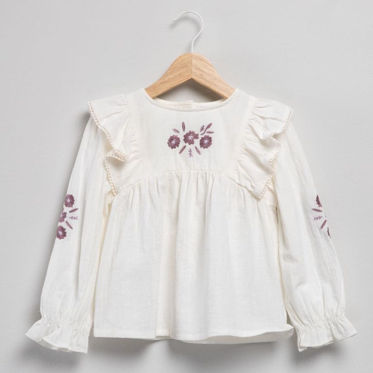 YAMP - Blusa Niña con Bordado Manga larga de Algodón Yamp