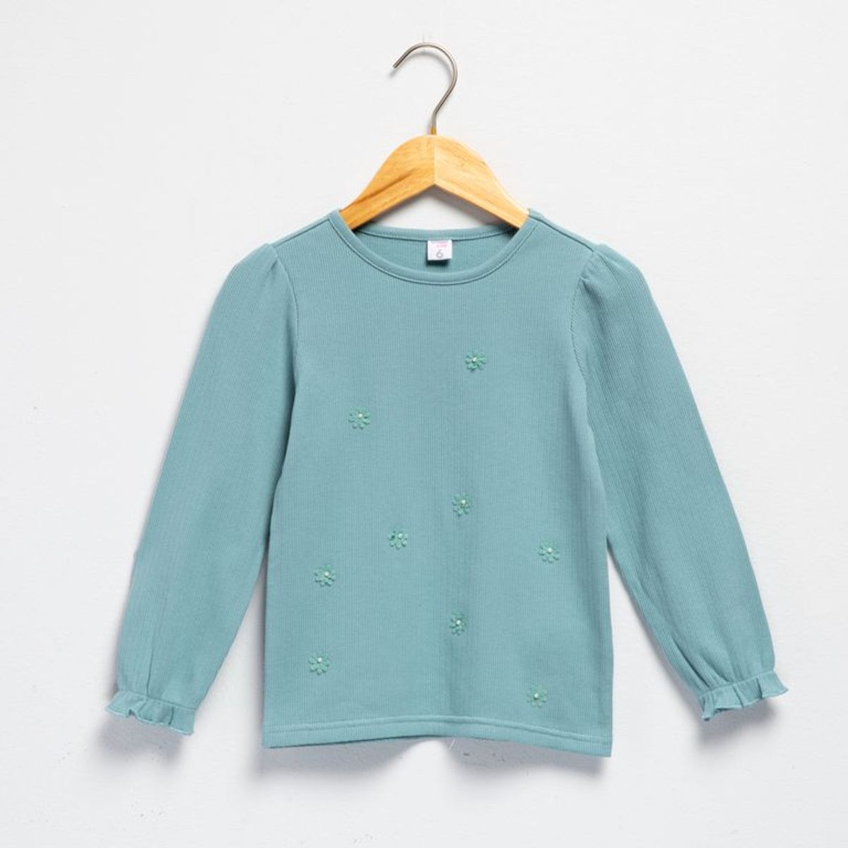 YAMP - Camiseta para Niña con Flores Manga larga de Algodón Yamp