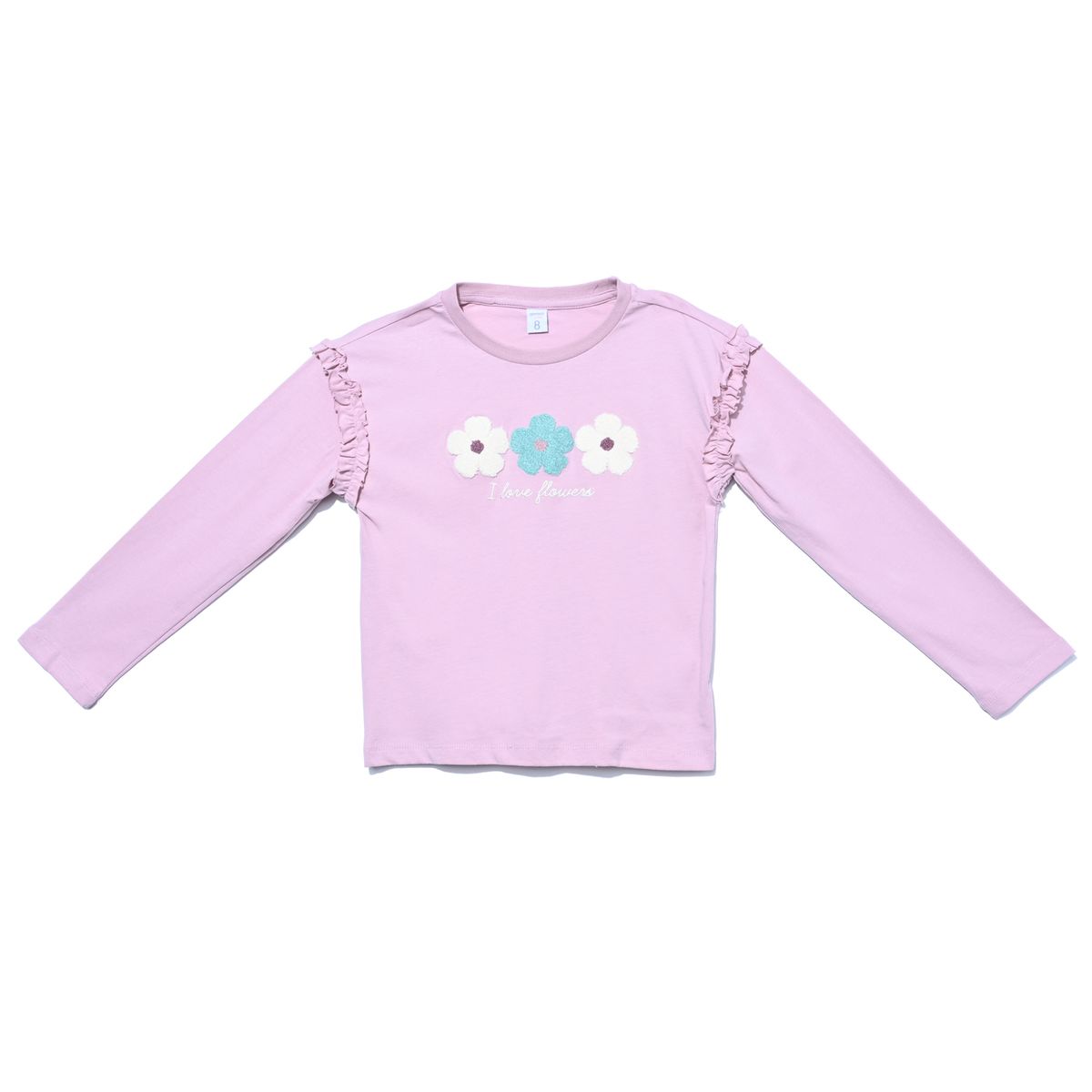 YAMP - Camiseta para Niña con Flores Manga larga de Algodón Yamp