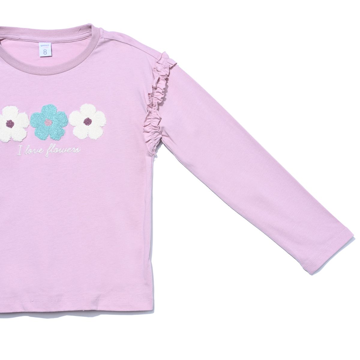 YAMP - Camiseta para Niña con Flores Manga larga de Algodón Yamp