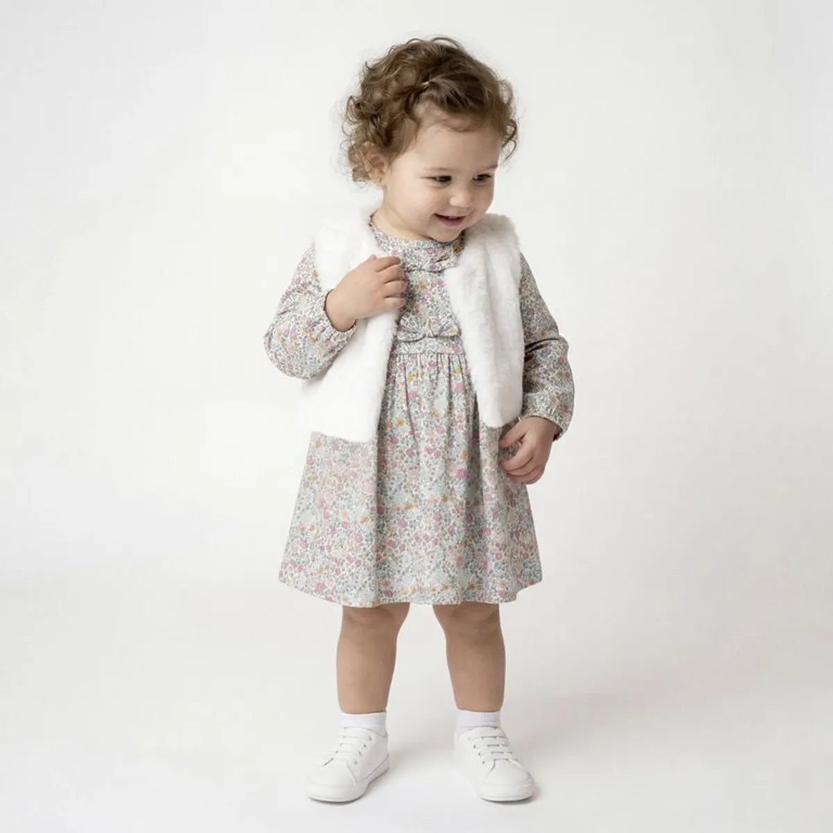 YAMP - Conjunto Vestido manga larga + Chaleco para Bebé niña en Algodón Yamp