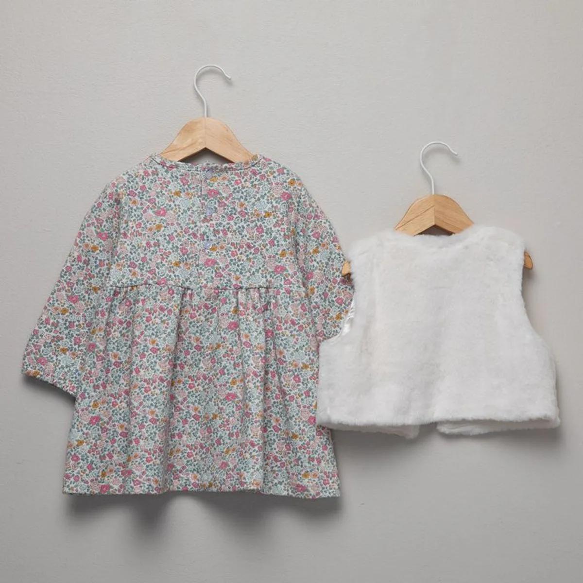 YAMP - Conjunto Vestido manga larga + Chaleco para Bebé niña en Algodón Yamp