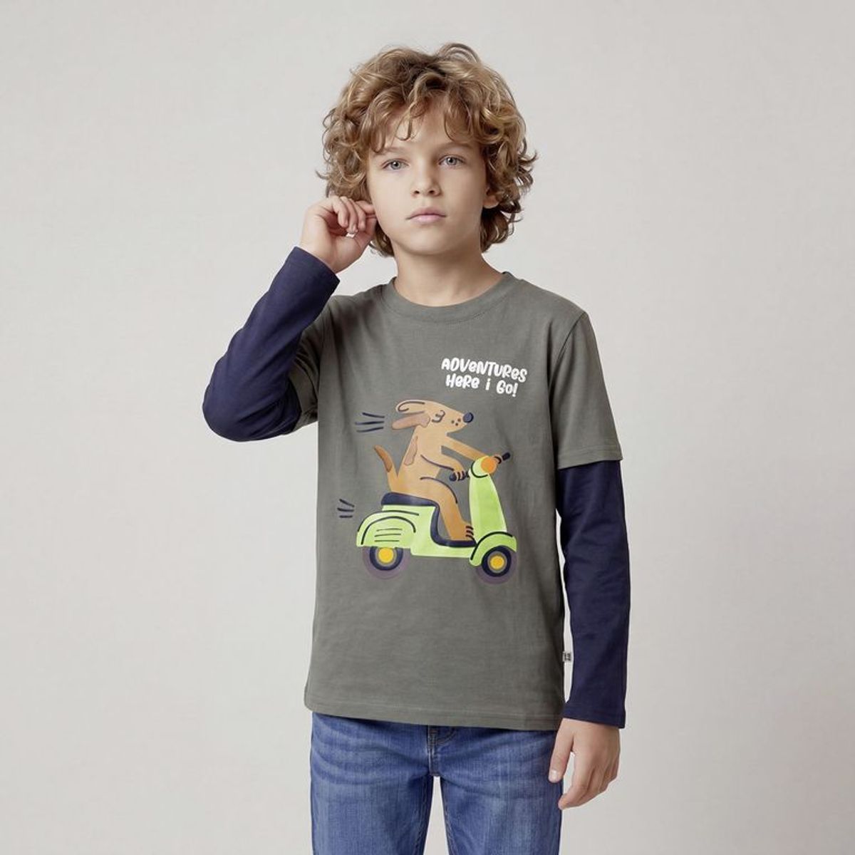 YAMP - Camiseta para Niño con Estampado Manga larga de Algodón Yamp