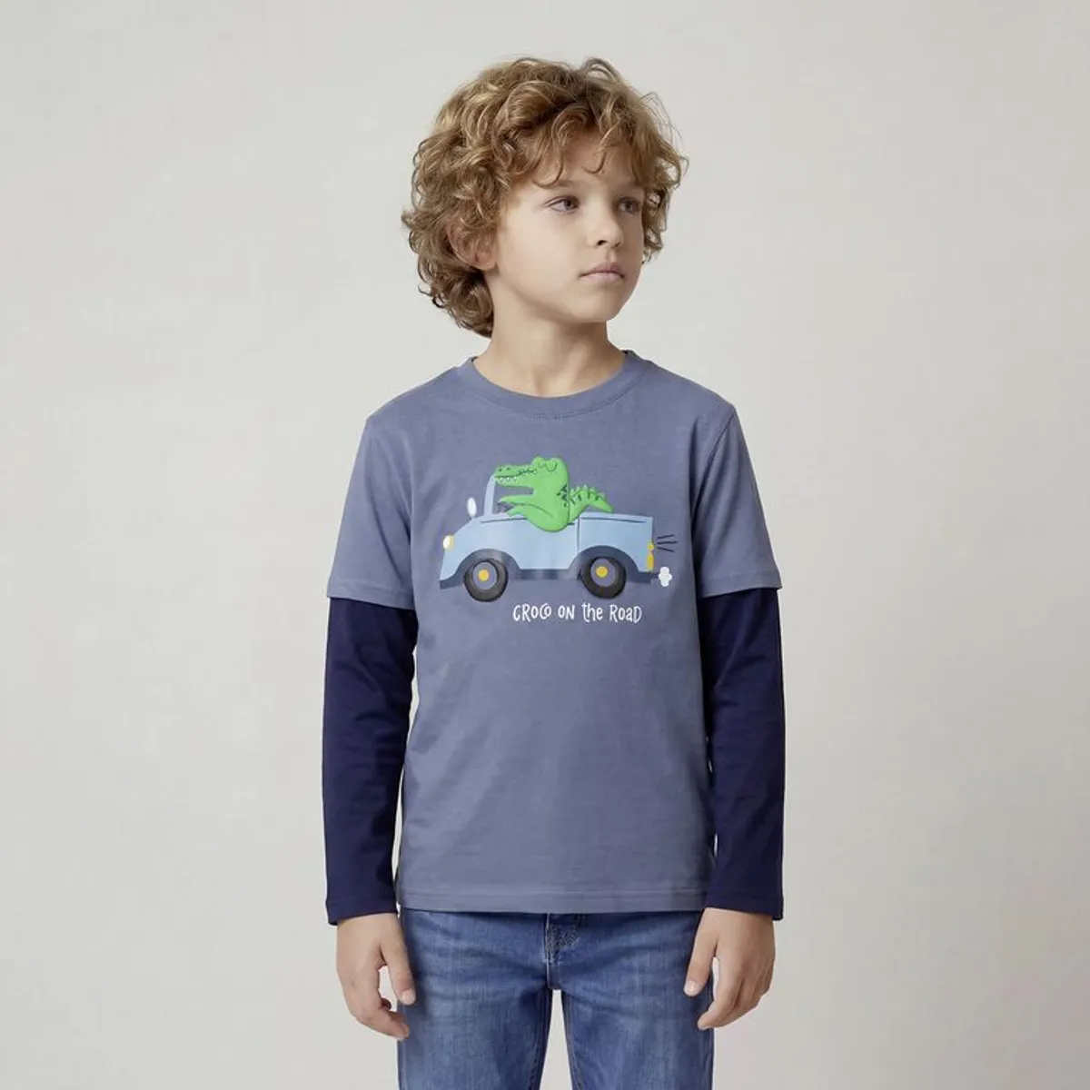 YAMP - Camiseta para Niño con Estampado Manga larga de Algodón Yamp