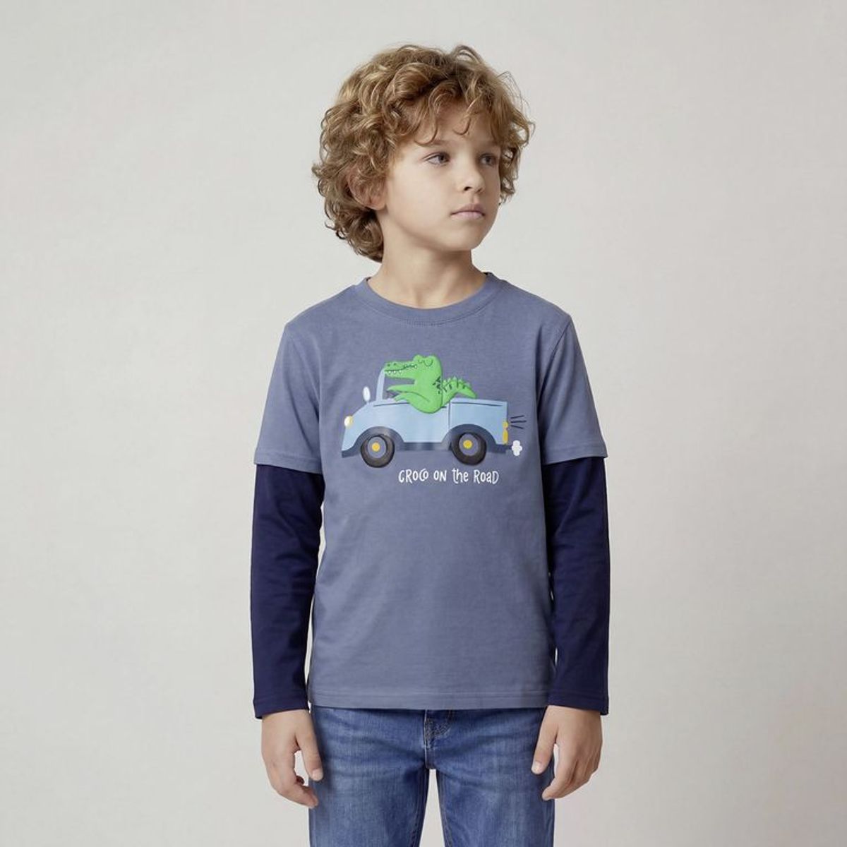 YAMP - Camiseta para Niño con Estampado Manga larga de Algodón Yamp