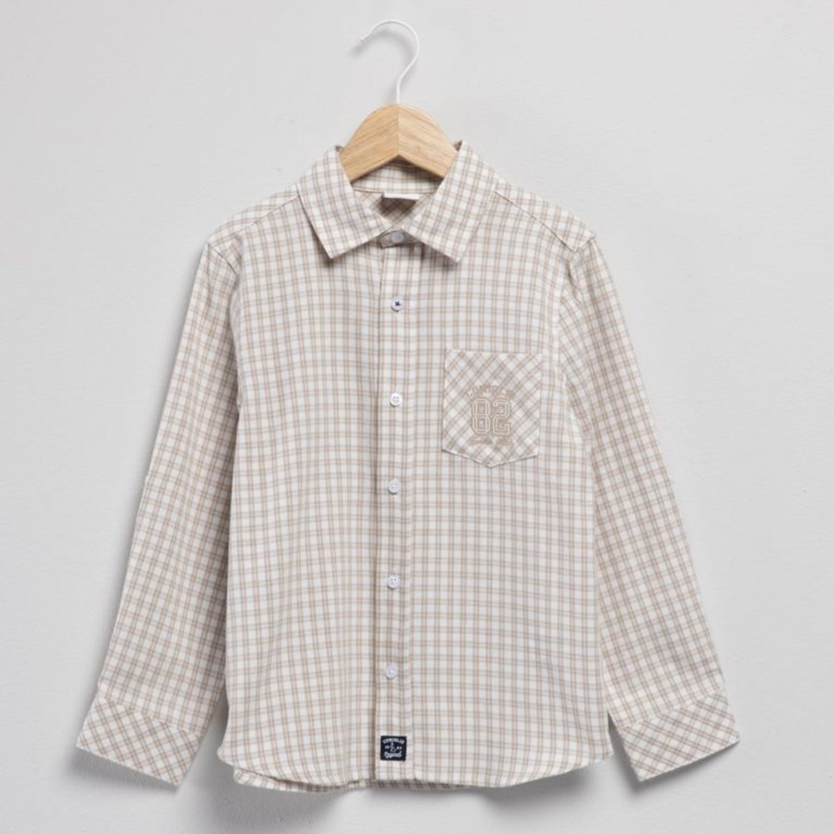 CONIGLIO - Camisa para Niño de Cuadros Manga larga de Algodón Coniglio
