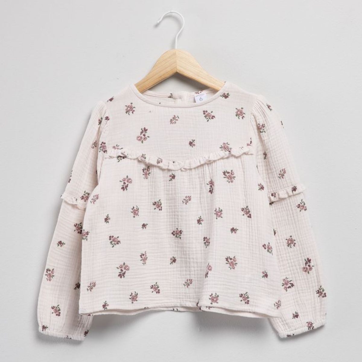 YAMP - Camiseta para Niña con Flores Manga larga de Algodón Yamp