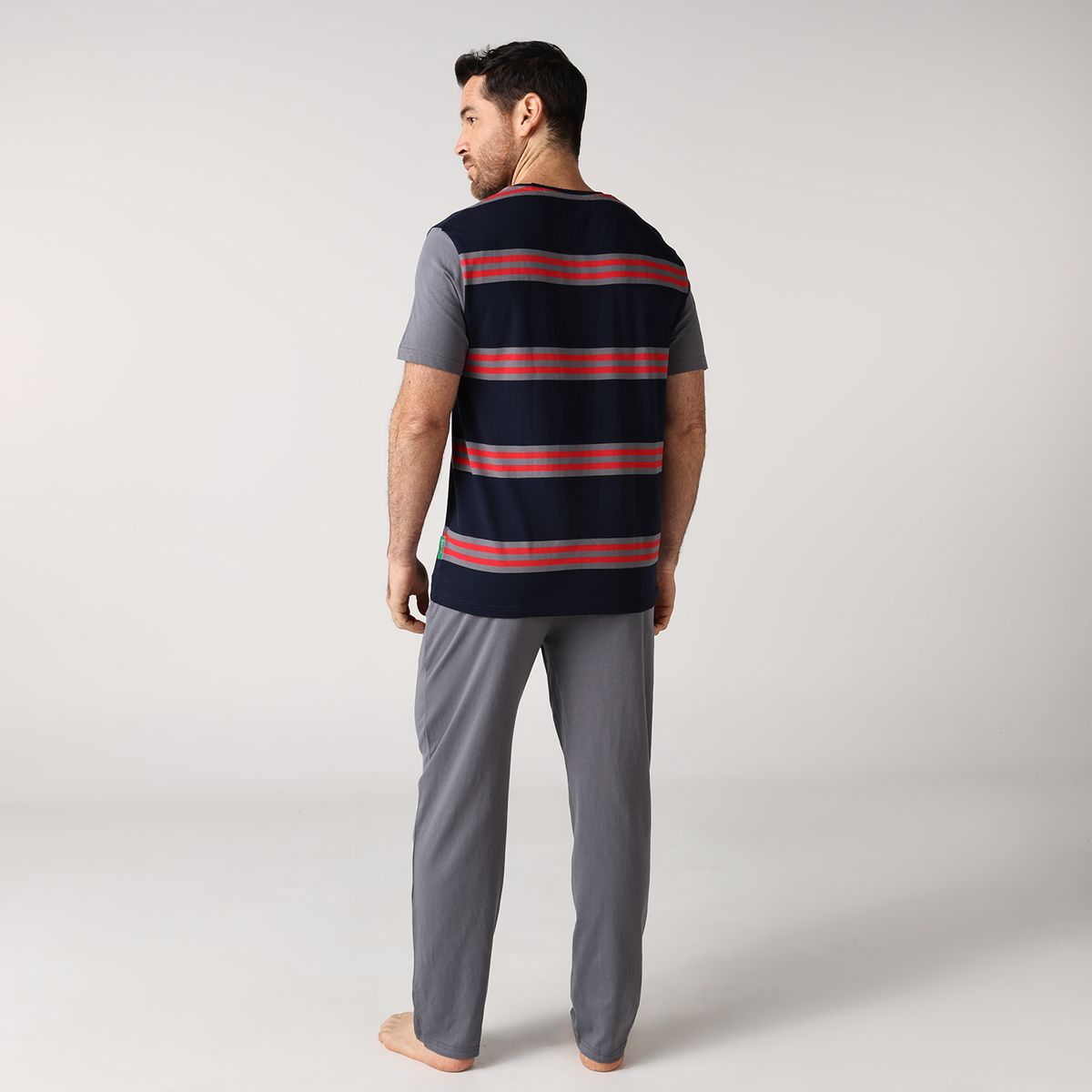 BENETTON - Pijama para Hombre Larga de Rayas de Algodón Benetton