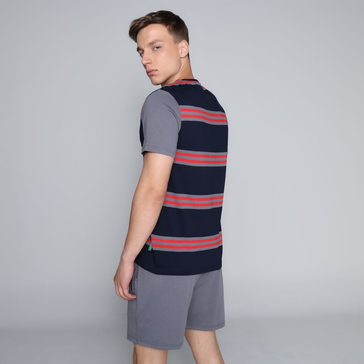 BENETTON - Pijama Hombre Corto Manga corta con Estampado de Algodón Benetton