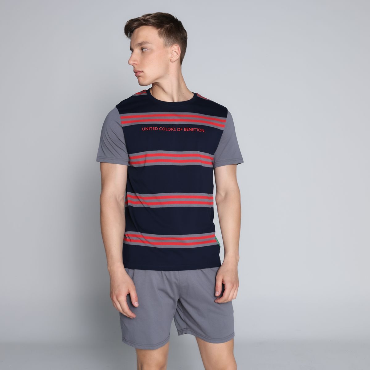 BENETTON - Pijama Hombre Corto Manga corta con Estampado de Algodón Benetton