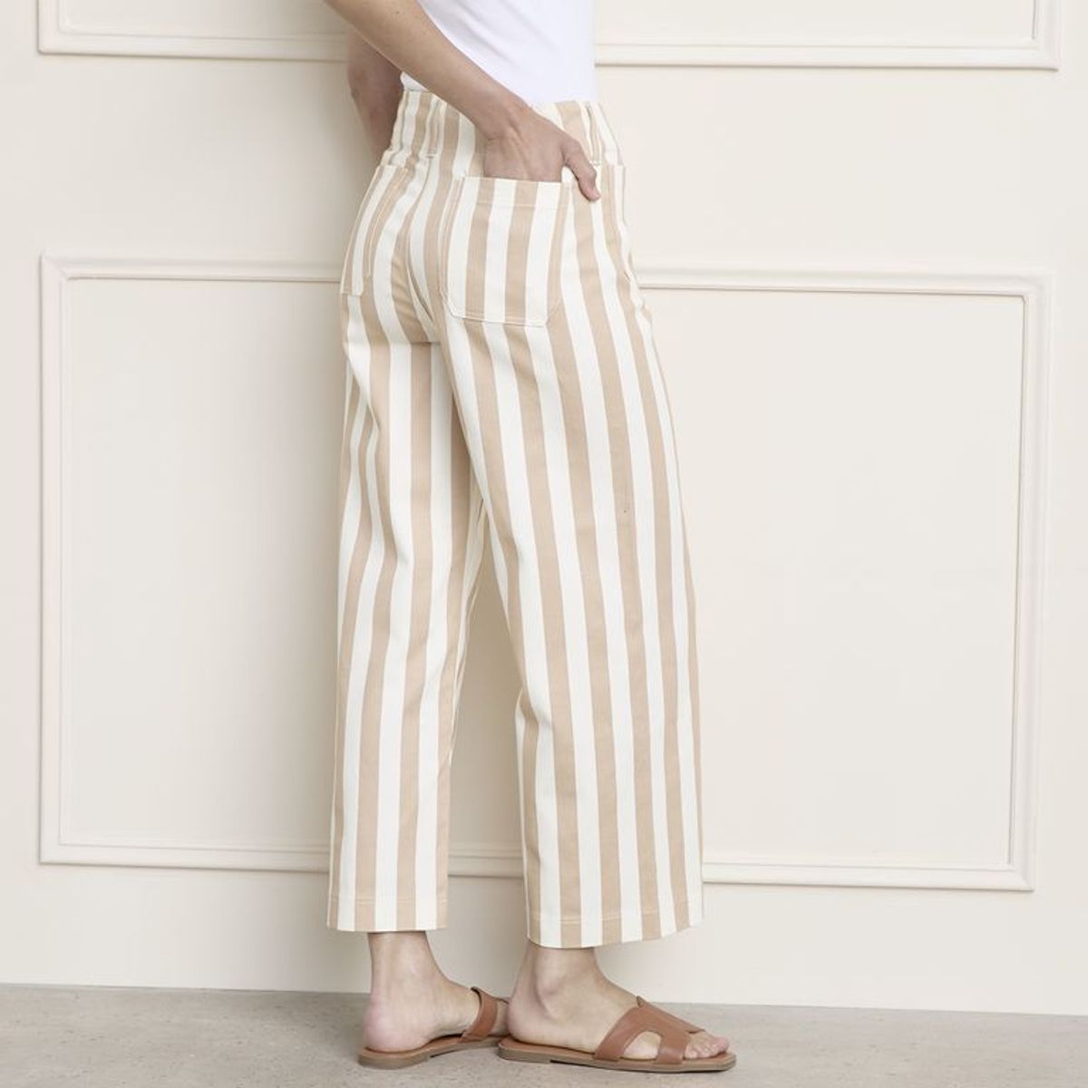 BASEMENT - Pantalón Crop Mujer Tiro medio de Algodón Basement