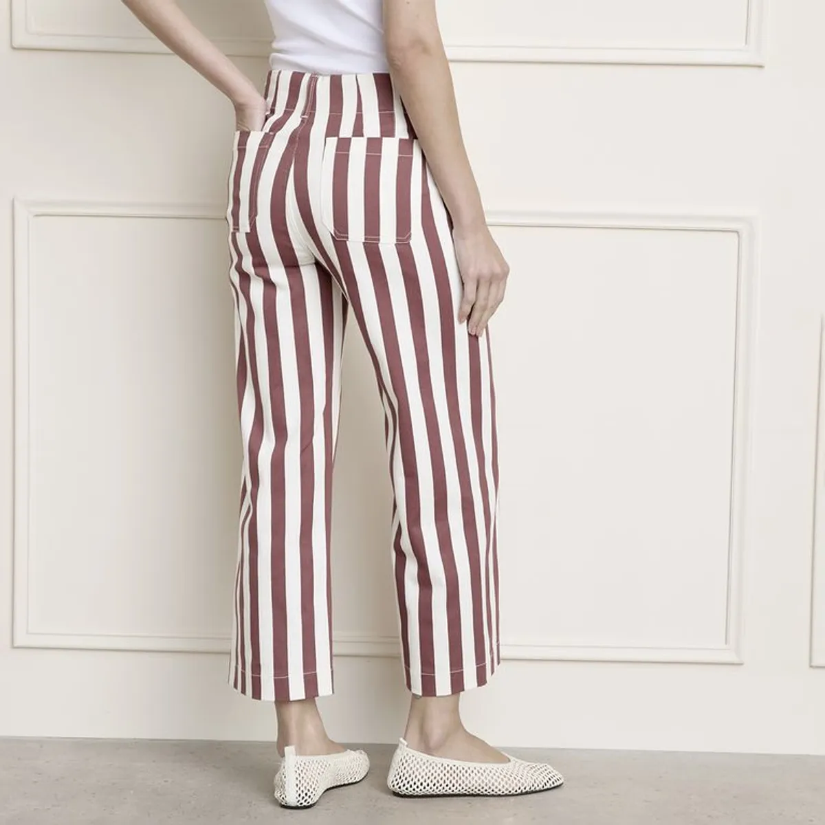 BASEMENT - Pantalón Crop Mujer Tiro medio de Algodón Basement