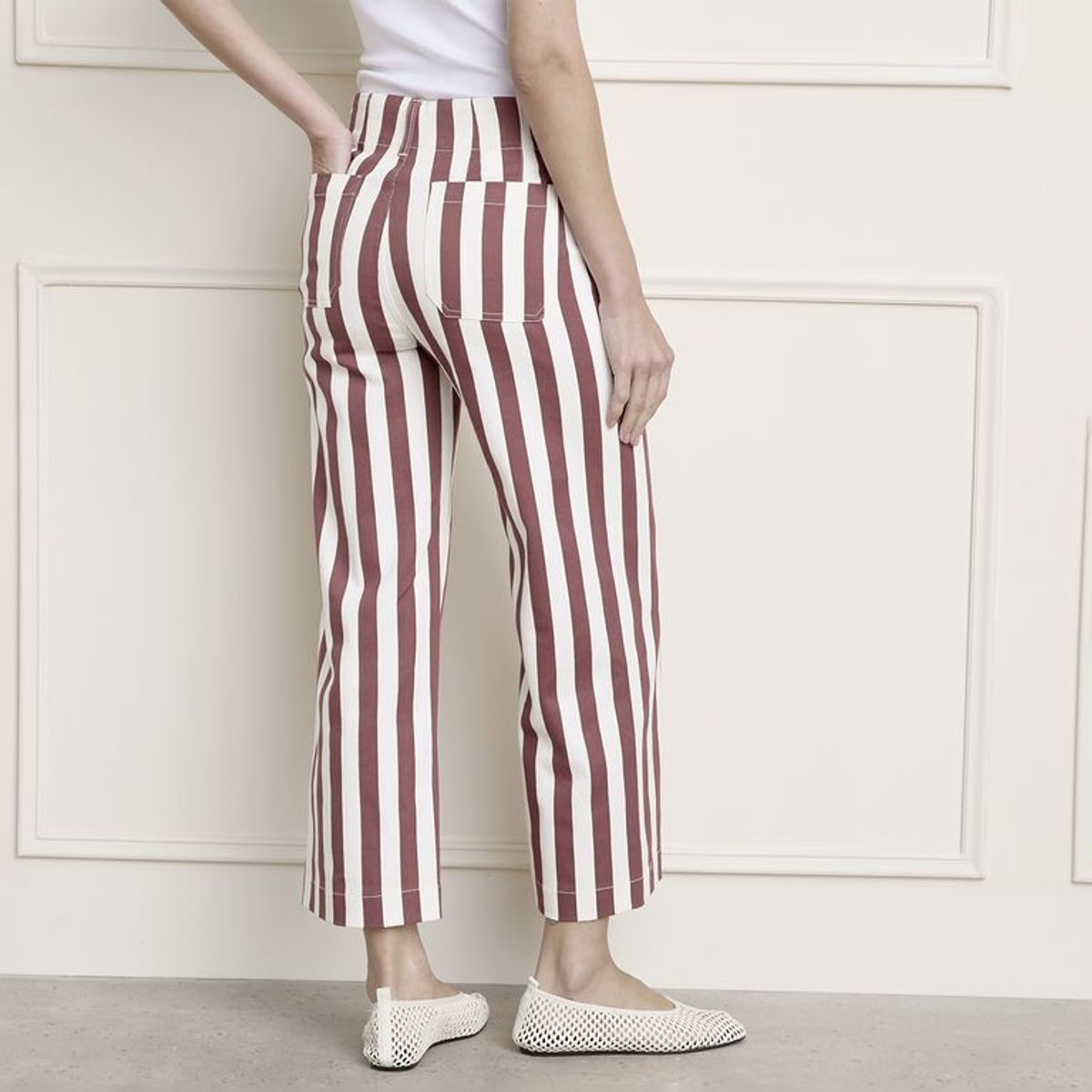 BASEMENT - Pantalón Crop Mujer Tiro medio de Algodón Basement