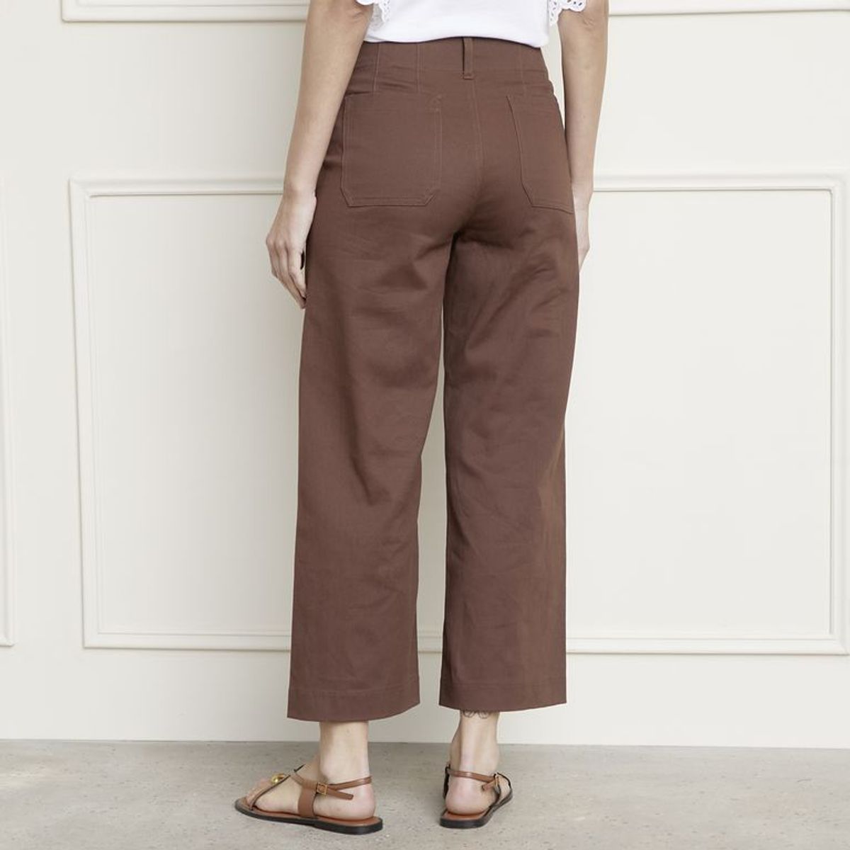 BASEMENT - Pantalón Crop Mujer Tiro medio de Algodón Basement