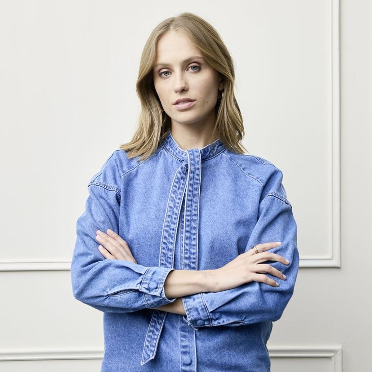 BASEMENT - Blusa Mujer Denim Manga larga de Algodón Basement