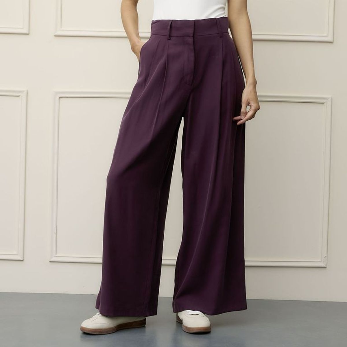 BASEMENT - Pantalón Wide leg Mujer Tiro medio Basement