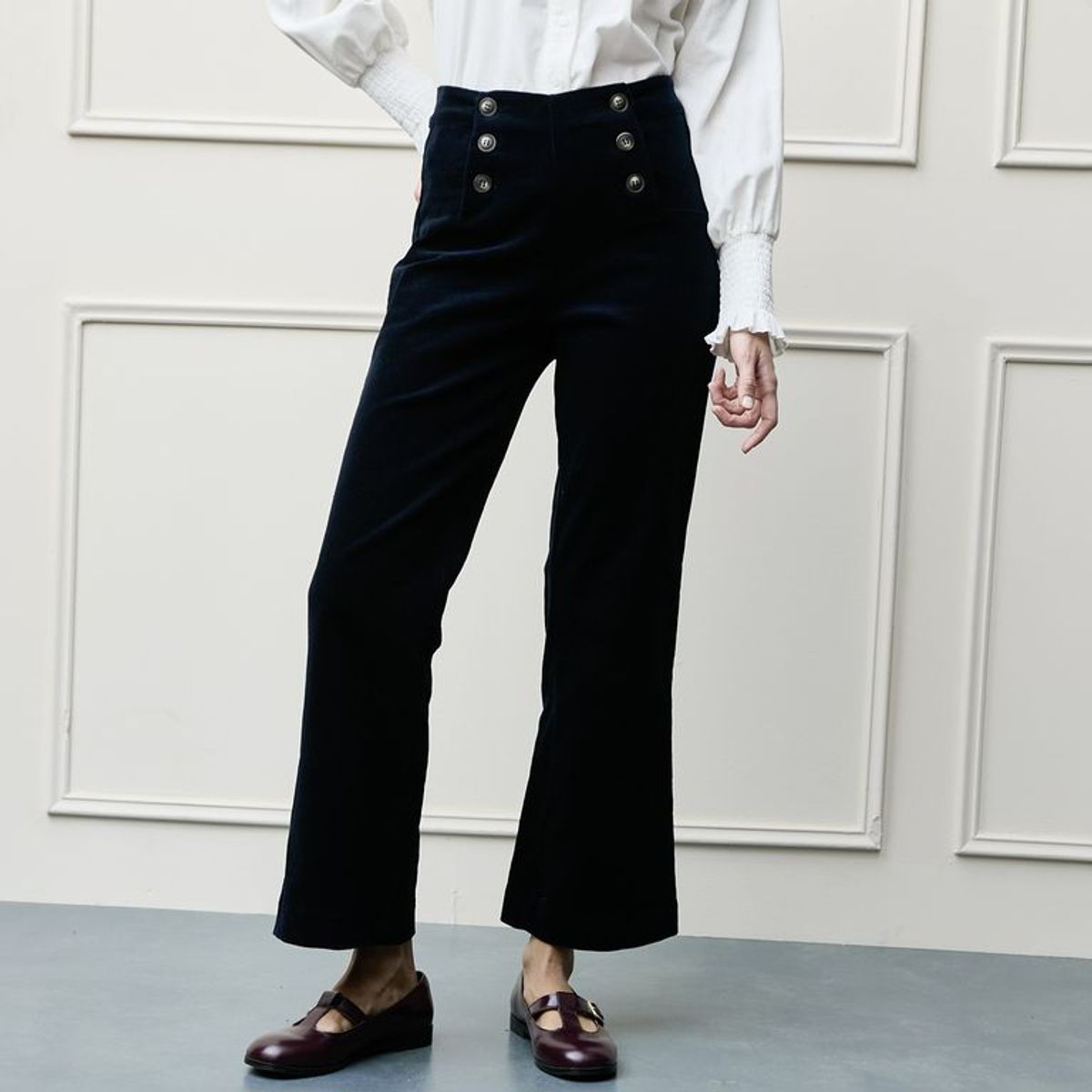 BASEMENT - Pantalón Recto Mujer Tiro medio de Algodón Basement