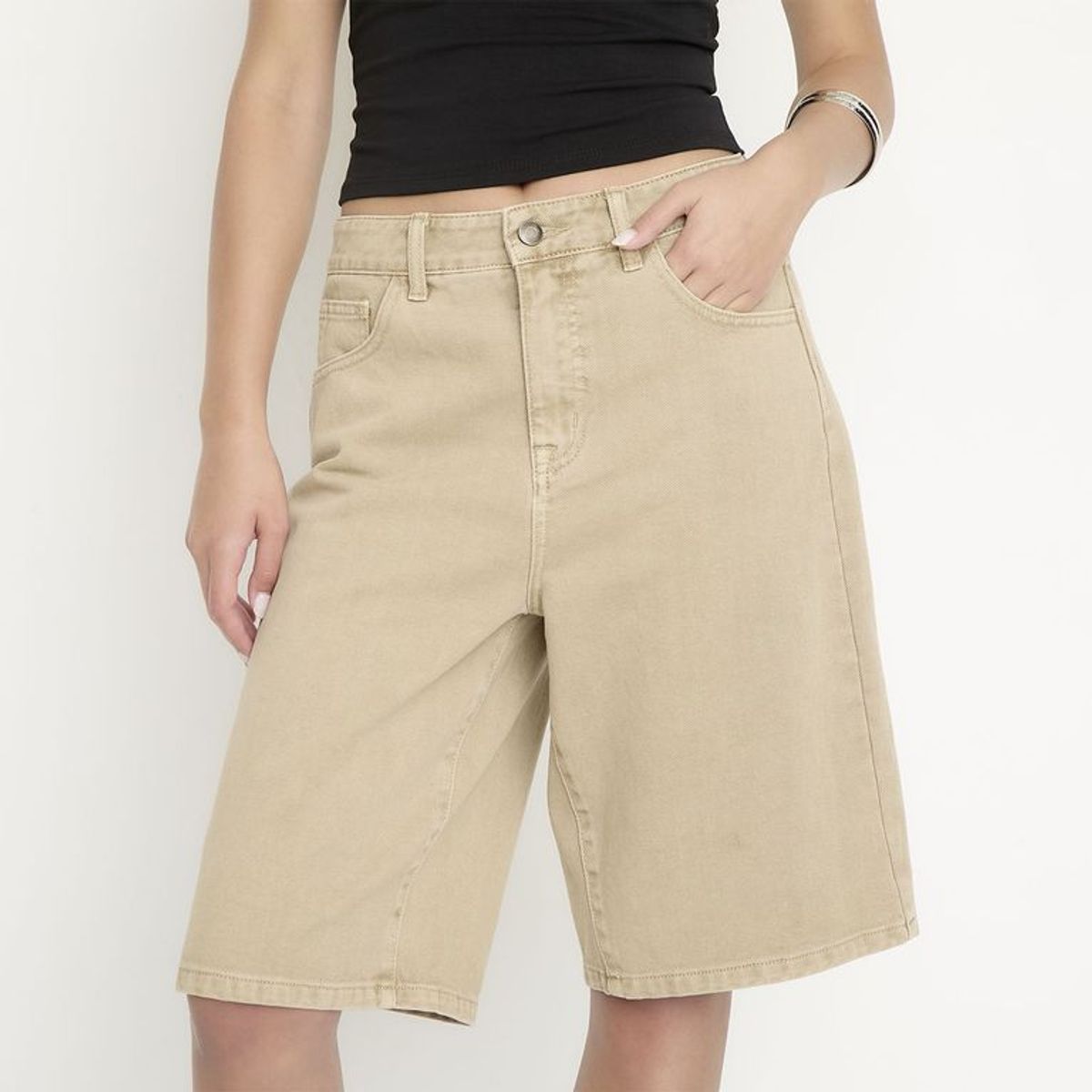 SYBILLA - Bermuda de jean Mujer Tiro medio Denim Algodón Sybilla