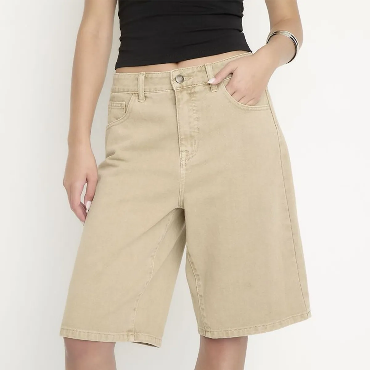 SYBILLA - Bermuda de jean Mujer Tiro medio Denim Algodón Sybilla