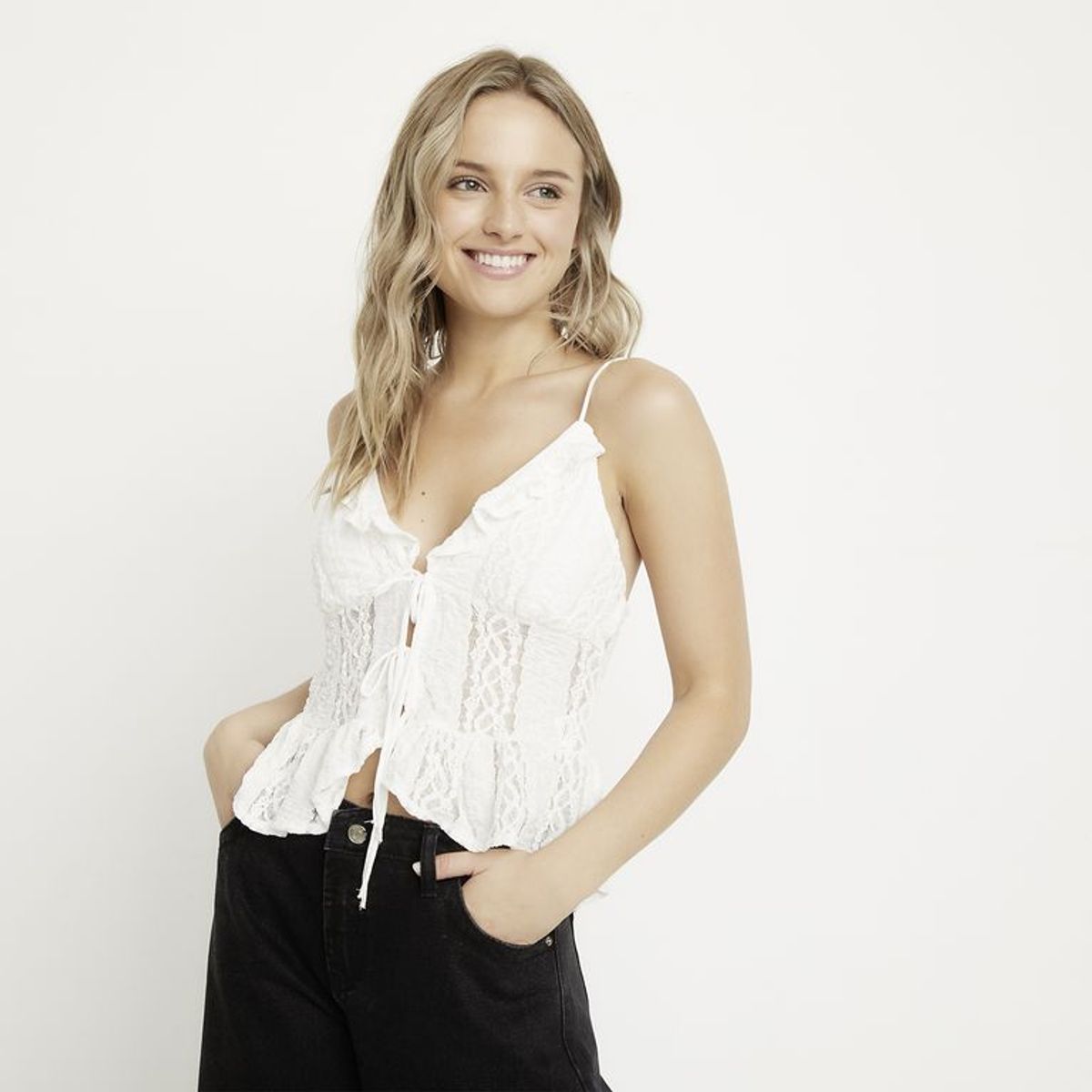 SYBILLA - Blusa Mujer con Encaje Sin mangas Sybilla