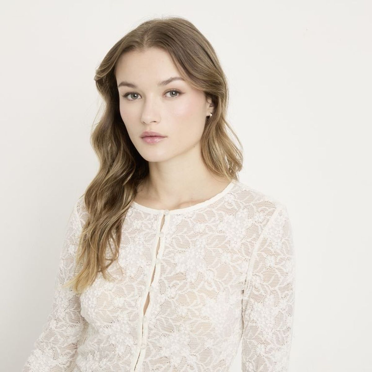 SYBILLA - Blusa Mujer con Encaje Manga larga de Algodón Sybilla