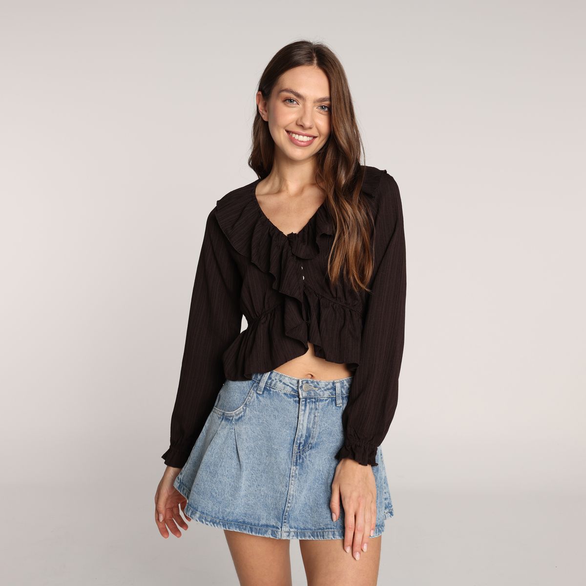 SYBILLA - Blusa Mujer con Boleros Manga larga Sybilla