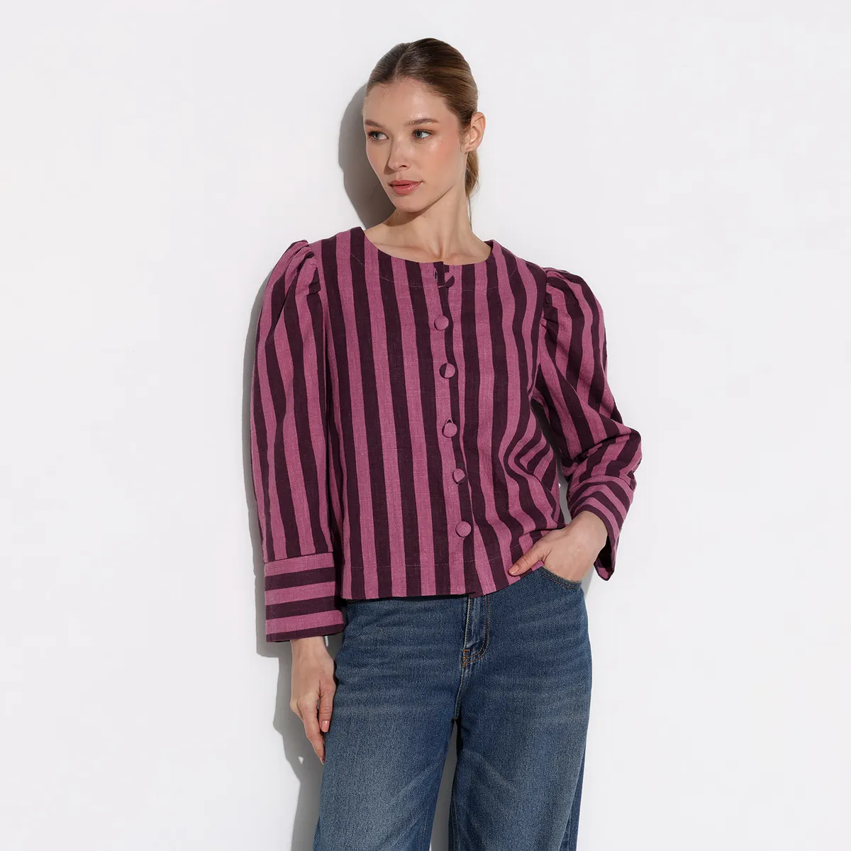 BASEMENT - Blusa Mujer Rayas Manga Larga Basement