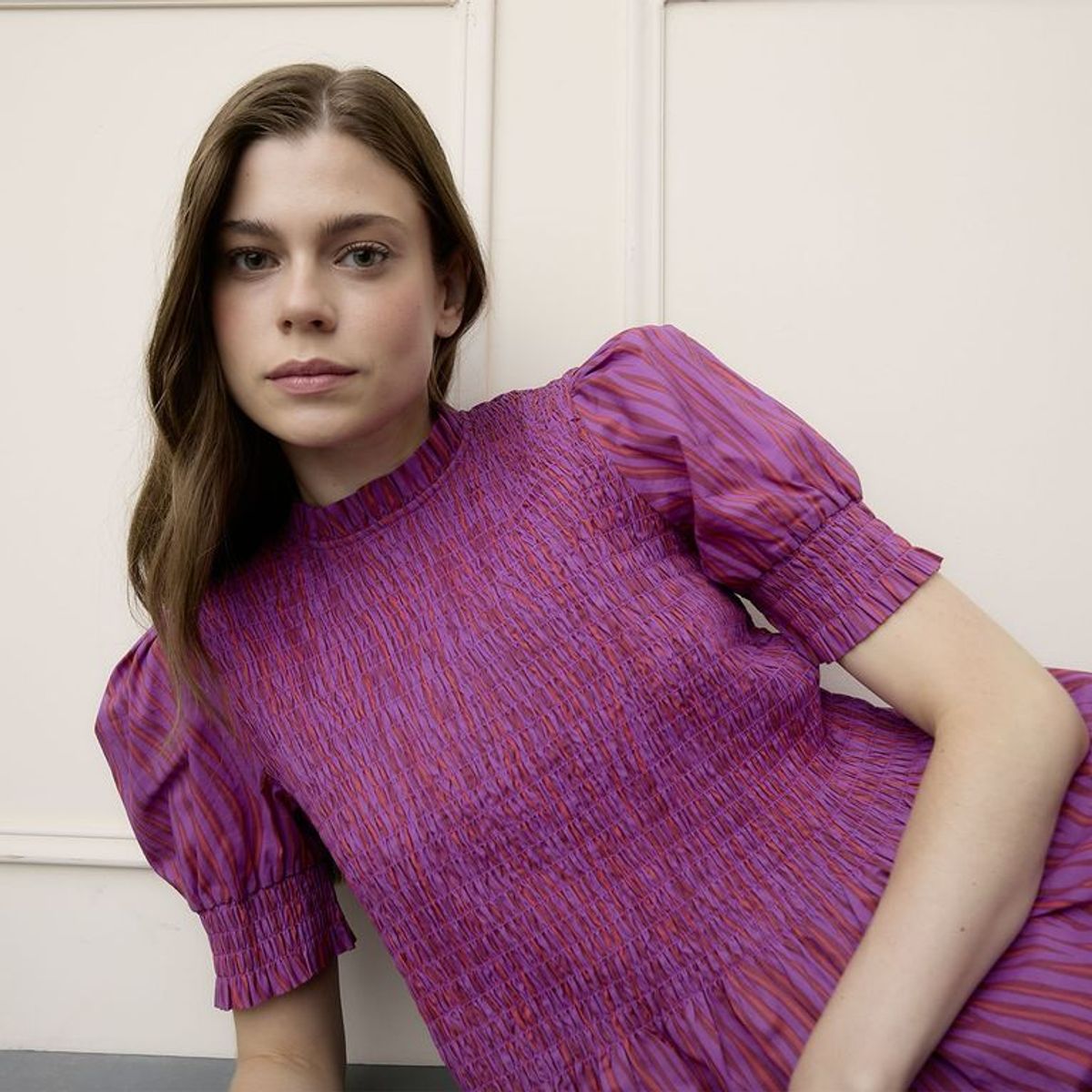 BASEMENT - Blusa Mujer Textura Manga Corta de Algodón Basement