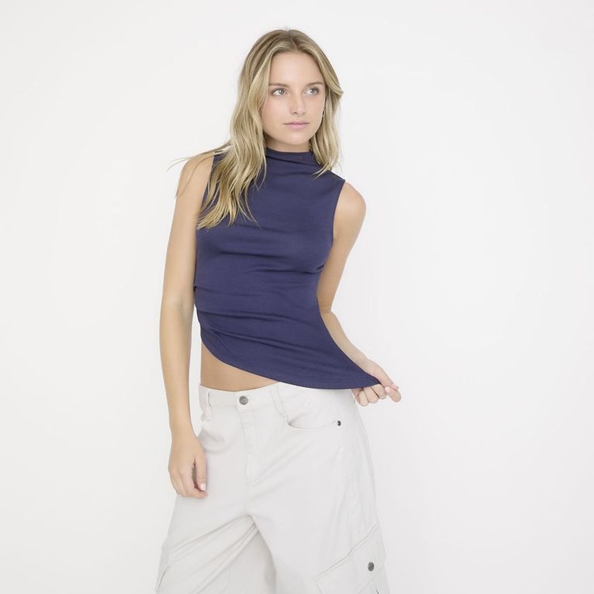 SYBILLA - Blusa Mujer Sin mangas de Algodón Sybilla