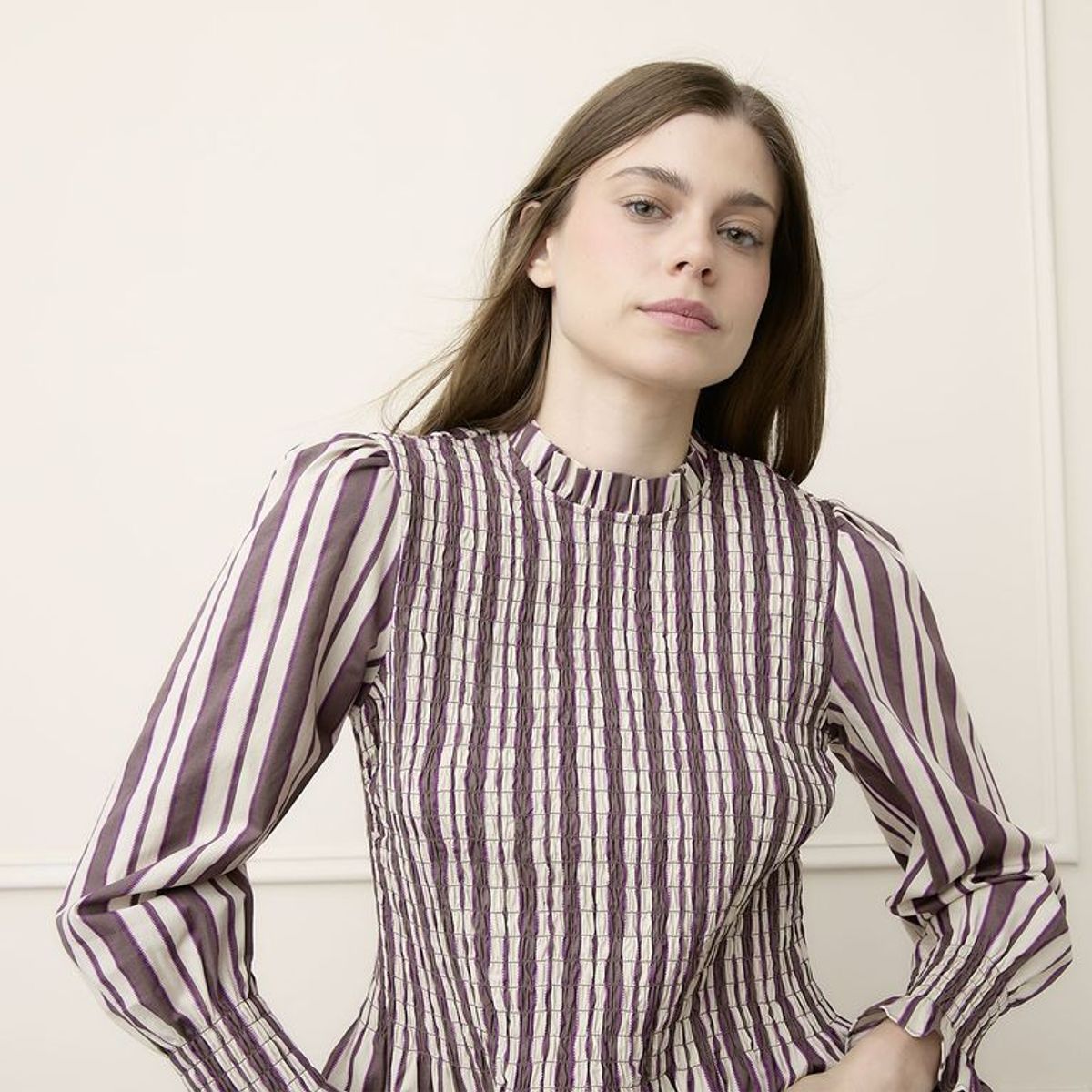 BASEMENT - Blusa Mujer Textura Manga Larga de Algodón Basement