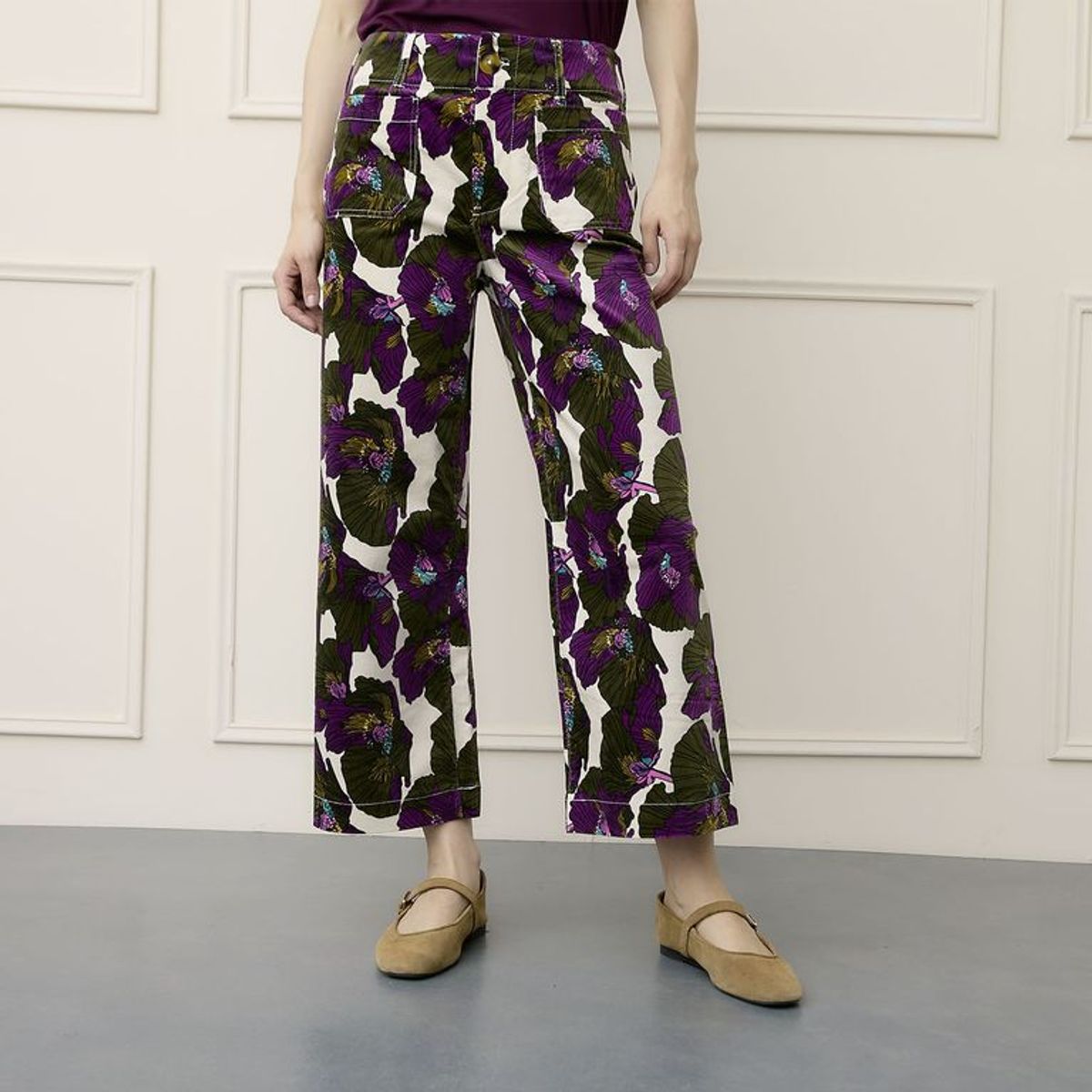 BASEMENT - Pantalón Recto Mujer Tiro medio de Algodón Basement