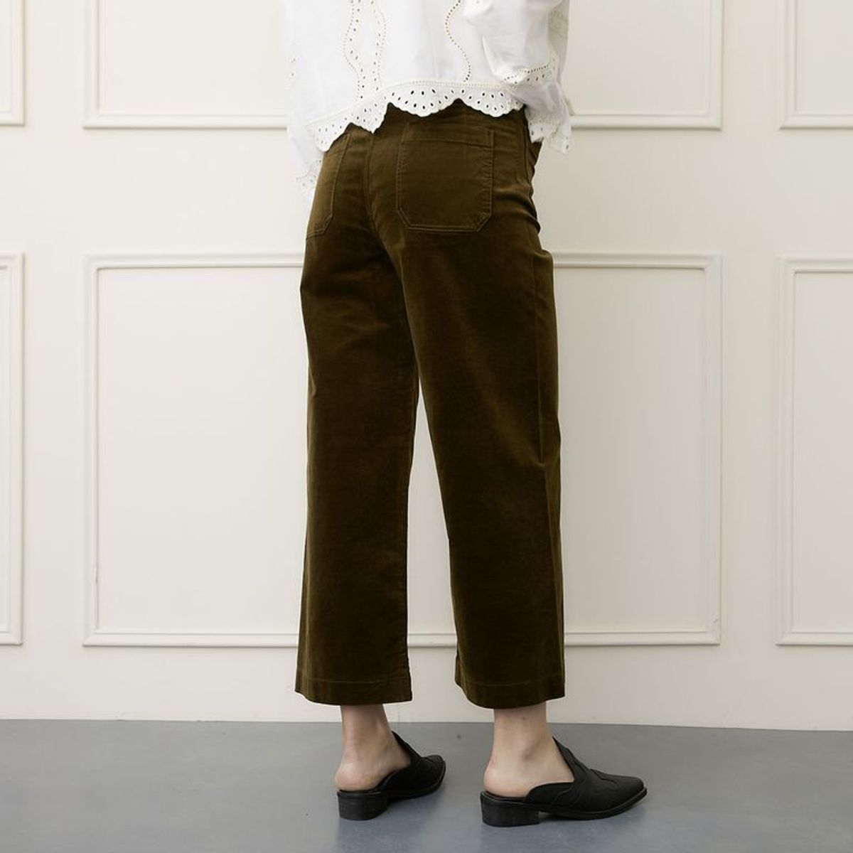 BASEMENT - Pantalón Recto Mujer Tiro medio de Algodón Basement