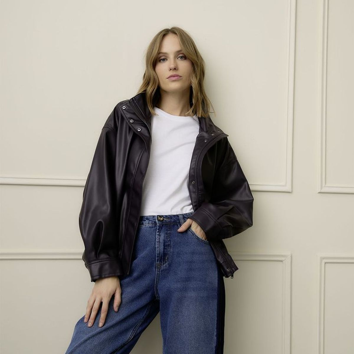 BASEMENT - Chaqueta Efecto Cuero Mujer Basement