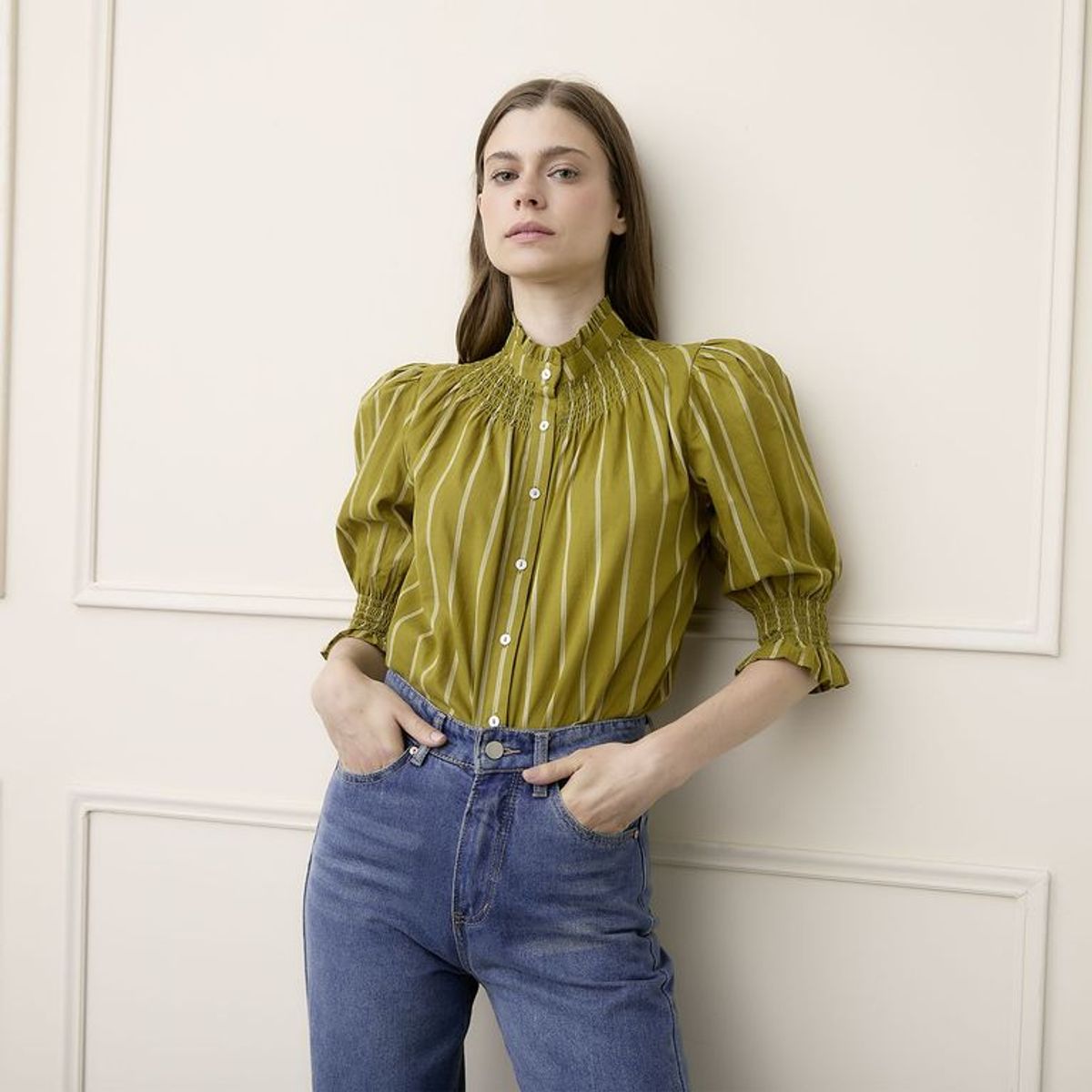 BASEMENT - Blusa Mujer Manga 3/4 de Algodón Basement