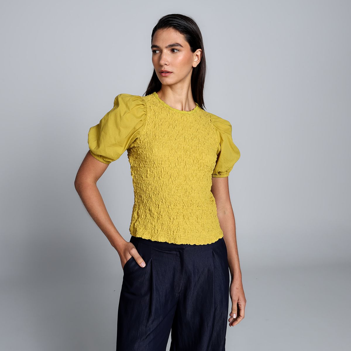 BASEMENT - Blusa Mujer Manga Corta De Algodón Basement