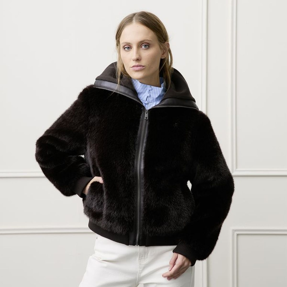 BASEMENT - Chaqueta Mujer Efecto pelo Basement