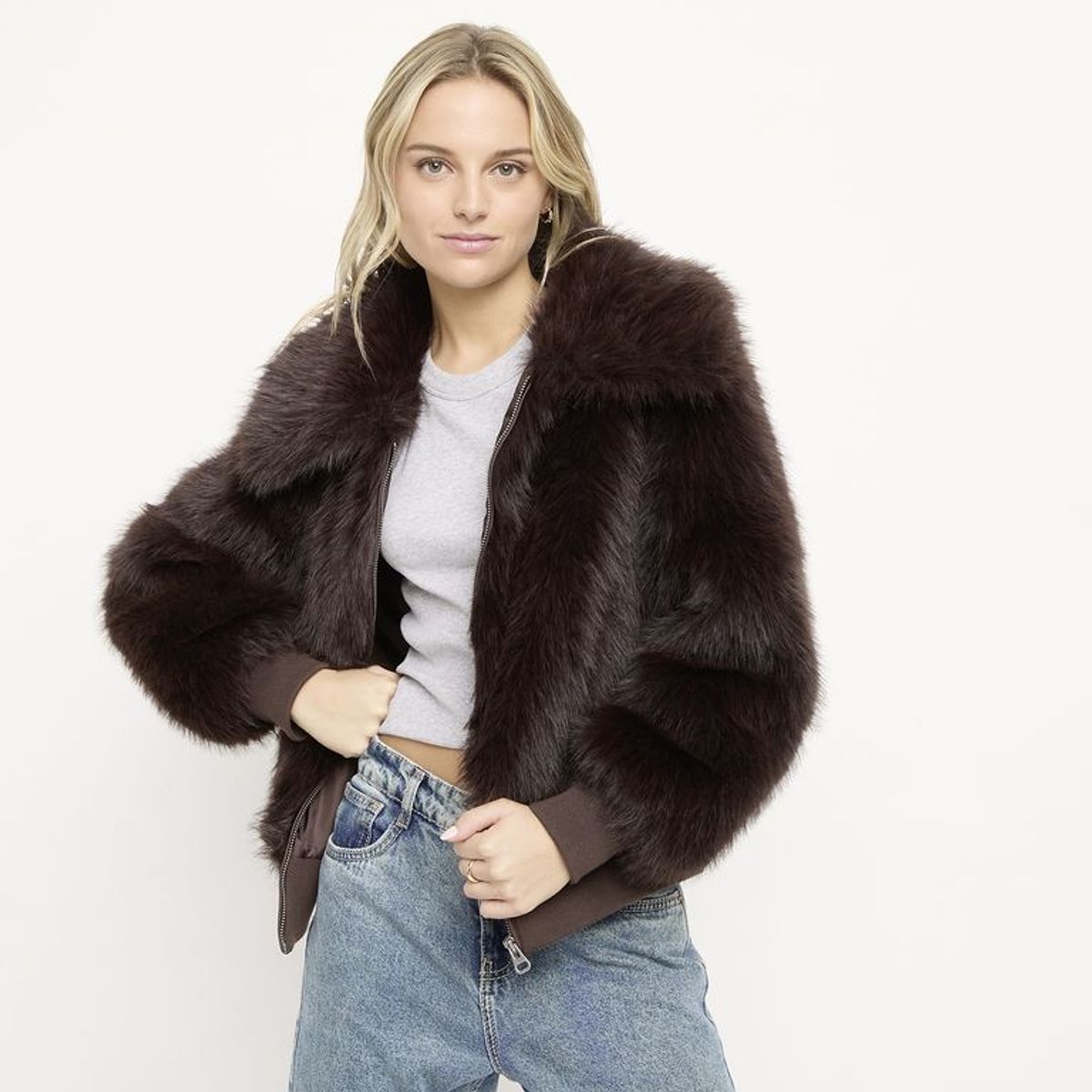 SYBILLA - Chaqueta Mujer Efecto pelo Sybilla