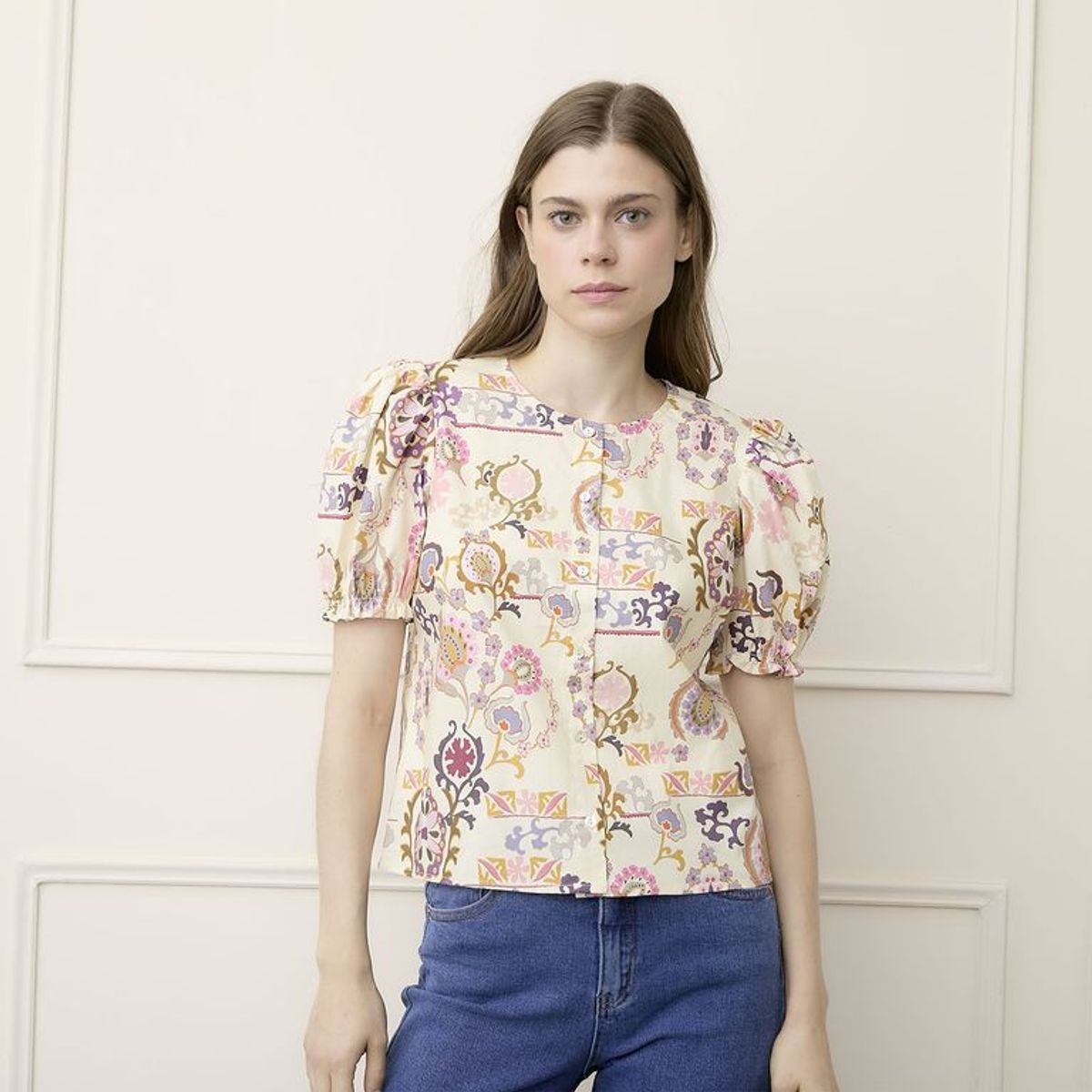 BASEMENT - Blusa Mujer  Manga Corta de Algodón Basement