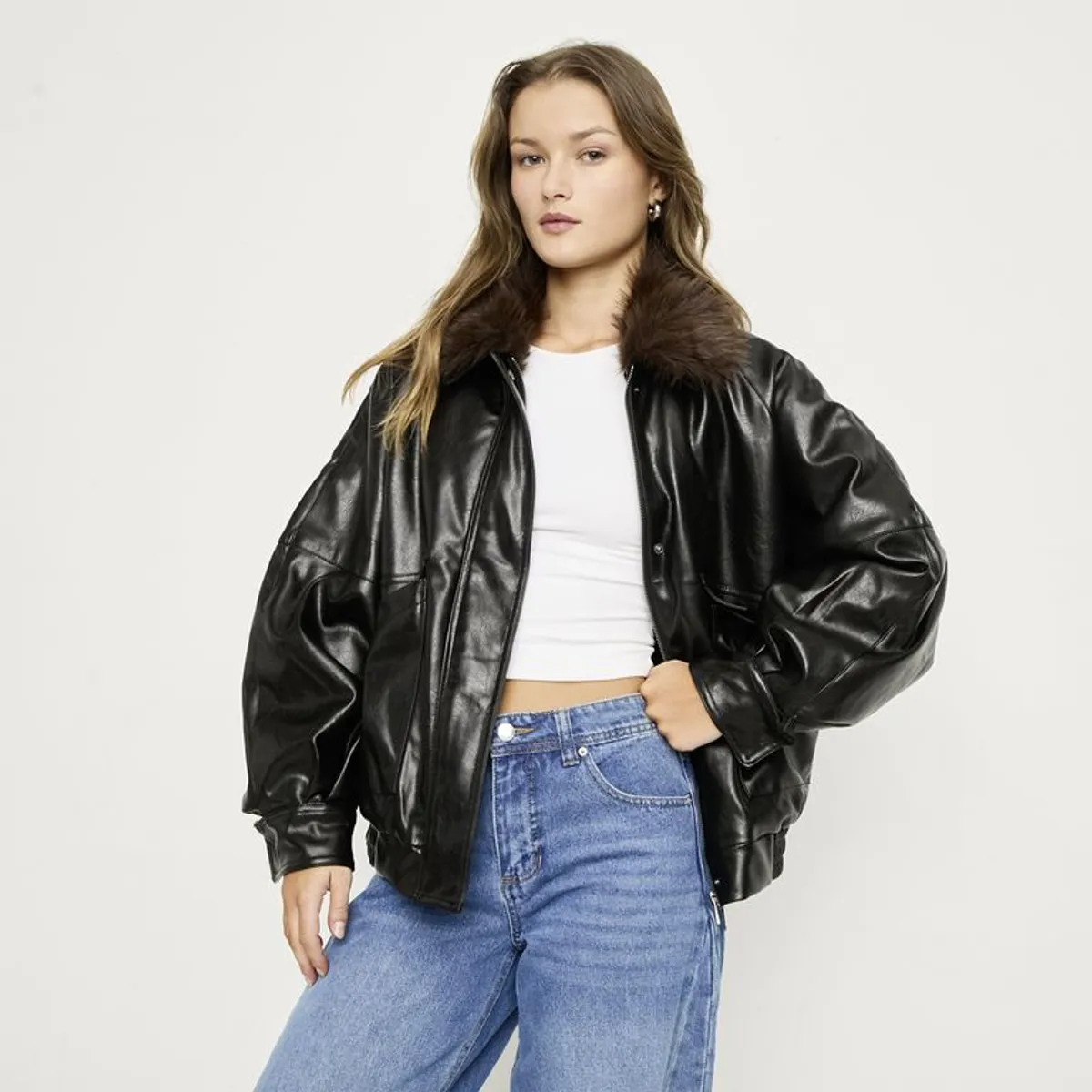 SYBILLA - Chaqueta Efecto cuero Mujer Sybilla