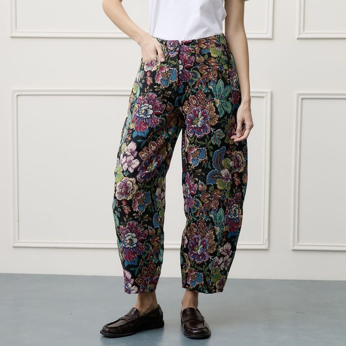 BASEMENT - Pantalón Balloon Mujer con Estampado de Algodón Basement