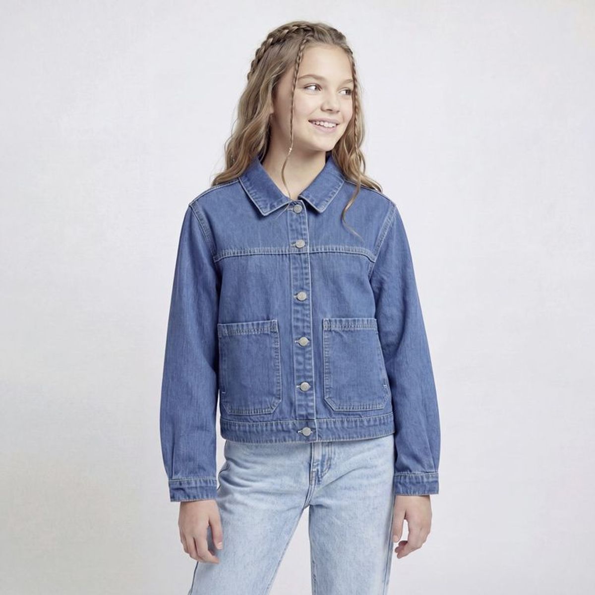 ELV - Chaqueta para Niña de jean de Algodón Elv