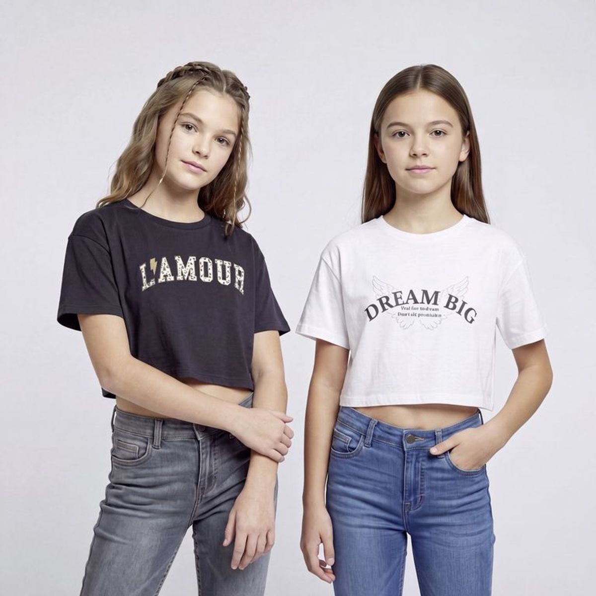 ELV - Camiseta para Niña Pack de 2 unidades Estampado Manga corta de Algodón Elv