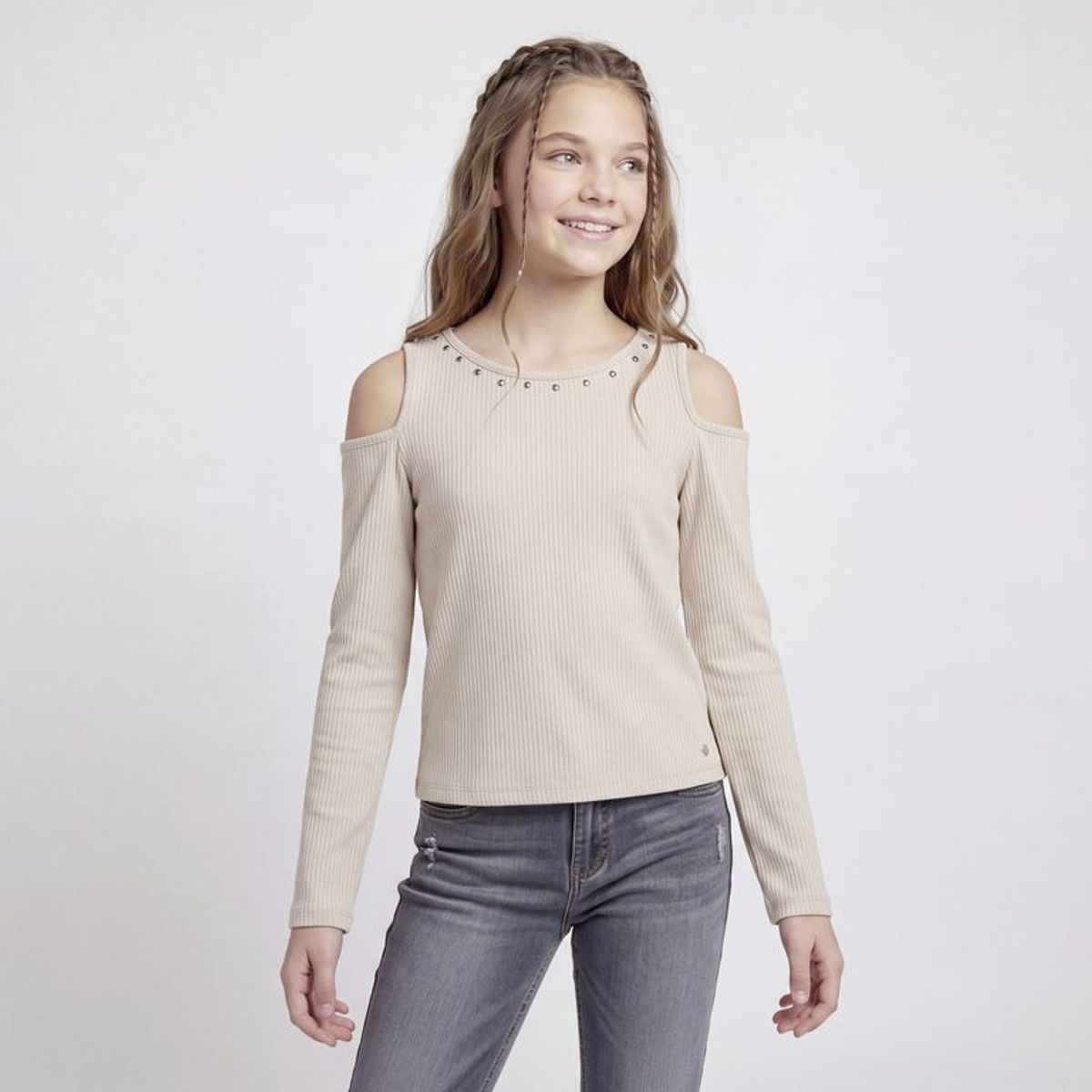 ELV - Camiseta Para Niña con Taches manga larga Elv