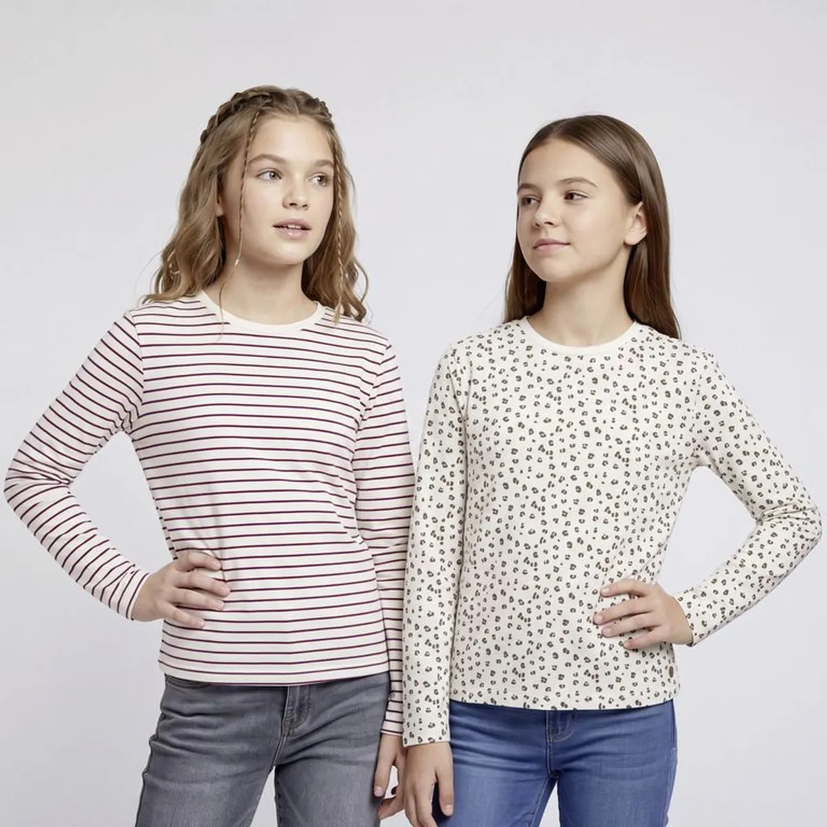ELV - Camiseta para Niña Pack de 2 unidades con Estampado Manga larga Elv